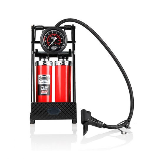 Автомобільний ножний насос Heyner PEDAL MAX PRO 225000 | Двоциліндровий насос із манометром, 65 см шланг, 3 адаптери