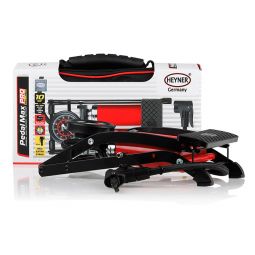 Автомобільний ножний насос Heyner PEDAL MAX PRO 225000 | Двоциліндровий насос із манометром, 65 см шланг, 3 адаптери