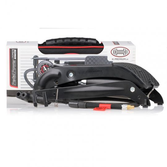 Heyner Автомобільний ножний насос PEDALPOWER PRO Black Edition 215010 | Одноциліндровий насос із манометром, 60 см шланг, 3 адаптери Heyner Автомобільний ножний насос PEDALPOWER PRO Black Edition 215010 | Одноциліндровий насос із манометром, 60 см шланг, 3 адаптери