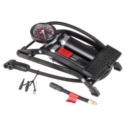 Heyner Автомобільний ножний насос PEDAL MAX PRO Black Edition 225010 | Двоциліндровий насос із манометром, 65 см шланг, 3 адаптери