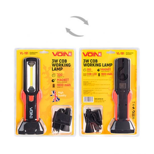 Voin Переносна лампа VL-191 12V/220V/3W-COB+2 LED-НР/АКБ/магніт Voin Переносна лампа VL-191 12V/220V/3W-COB+2 LED-НР/АКБ/магніт