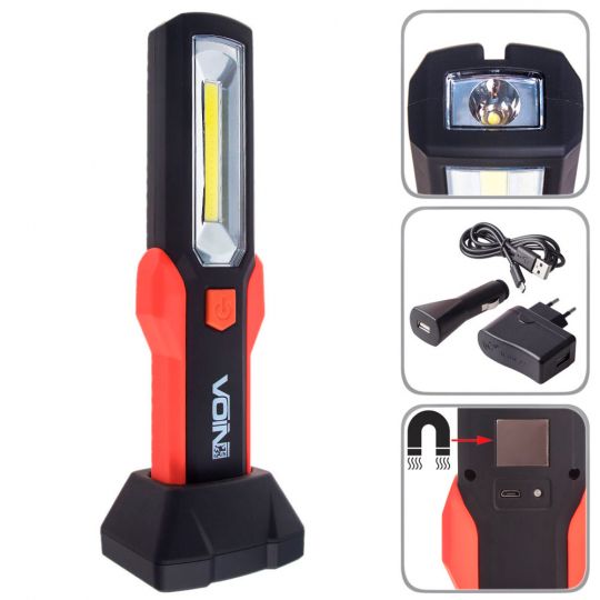 Voin Переносна лампа VL-191 12V/220V/3W-COB+2 LED-НР/АКБ/магніт Voin Переносна лампа VL-191 12V/220V/3W-COB+2 LED-НР/АКБ/магніт