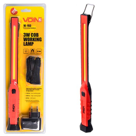Voin Переносна лампа VL-193 12V/220V/3W-COB+2 LED-НР/АКБ/магніт Voin Переносна лампа VL-193 12V/220V/3W-COB+2 LED-НР/АКБ/магніт