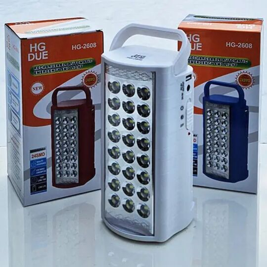 Almina Ліхтар переносний світлодіодний з повербанком HG-2608, вбудований акумулятор 6000 mAh, 24 LED, ЗУ 220V