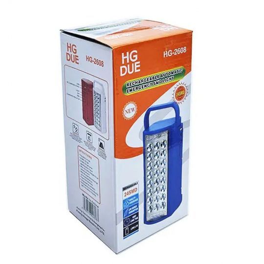 Almina Ліхтар переносний світлодіодний з повербанком HG-2608, вбудований акумулятор 6000 mAh, 24 LED, ЗУ 220V