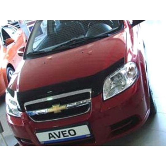 SIM Chevrolet Aveo T250 '06-11 седан Дефлектор капота "мухобойка" (темный)