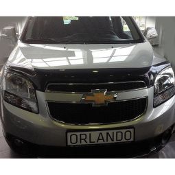 SIM Chevrolet Orlando '10- Дефлектор капота "мухобойка" (темный)