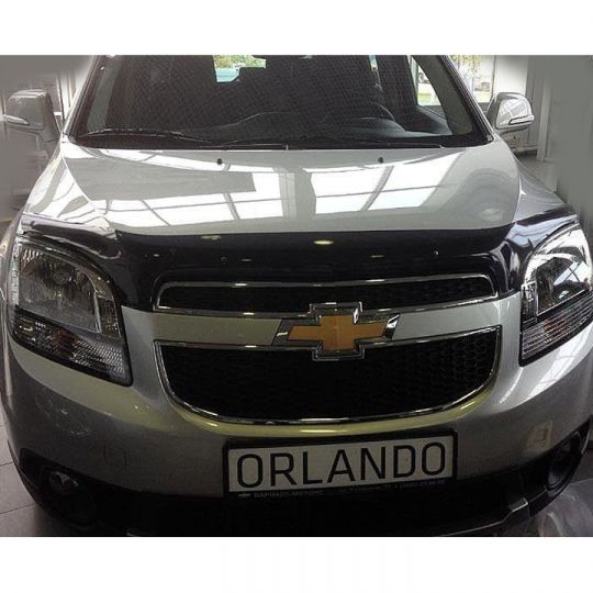 SIM Chevrolet Orlando '10- Дефлектор капота "мухобойка" (темный)