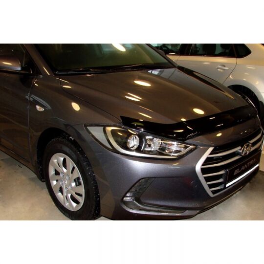 SIM Hyundai Elantra VI '15- Дефлектор капота "мухобойка" (темный)