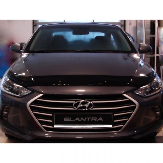 SIM Hyundai Elantra VI '15- Дефлектор капота "мухобойка" (темный)