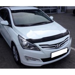 SIM Hyundai Accent IV '14-17 Дефлектор капота "мухобойка" (темный)