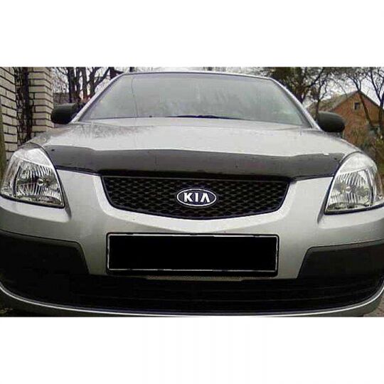 SIM Kia Rio II '05-11 Дефлектор капота "мухобойка" (темный) SIM Kia Rio II '05-11 Дефлектор капота "мухобойка" (темный)