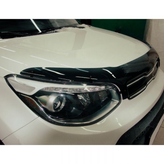 SIM Kia Soul II '13- Дефлектор капота "мухобойка" (темный)