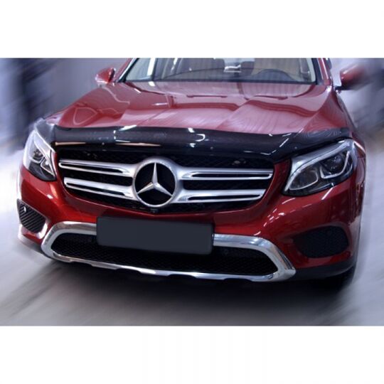 SIM Mercedes-Benz GLC-Class (X253) '15- Дефлектор капота "мухобойка" (темный) SIM Mercedes-Benz GLC-Class (X253) '15- Дефлектор капота "мухобойка" (темный)