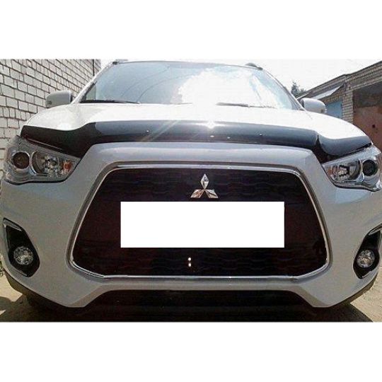 SIM Mitsubishi ASX '10- Дефлектор капота "мухобойка" широкий (темный)