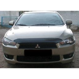 SIM Mitsubishi Lancer X '07-11 Дефлектор капота "мухобойка" короткий (темный)