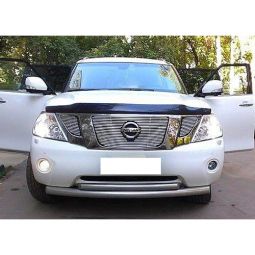 SIM Nissan Patrol (Y62) '10- Дефлектор капота "мухобойка" (темный)