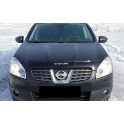 SIM Nissan Qashqai +2 I '08-10 Дефлектор капота "мухобойка" (темный с логотипом)