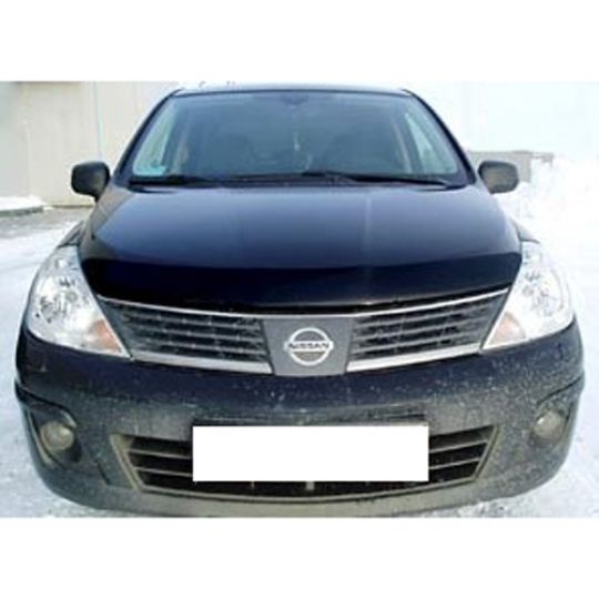 SIM Nissan Tiida I '04-11 Дефлектор капота "мухобойка" (темный)