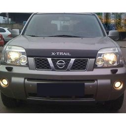 SIM Nissan X-Trail (T30) I '01-07 Дефлектор капота "мухобойка" (темный с логотипом)