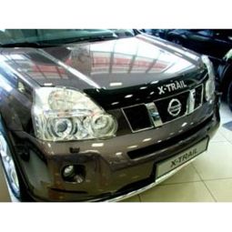 SIM Nissan X-Trail (T31) II '07-14 Дефлектор капота "мухобойка" (темный с логотипом)