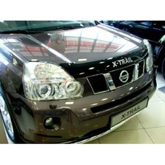 SIM Nissan X-Trail (T31) II '07-14 Дефлектор капота "мухобойка" (темный с логотипом)