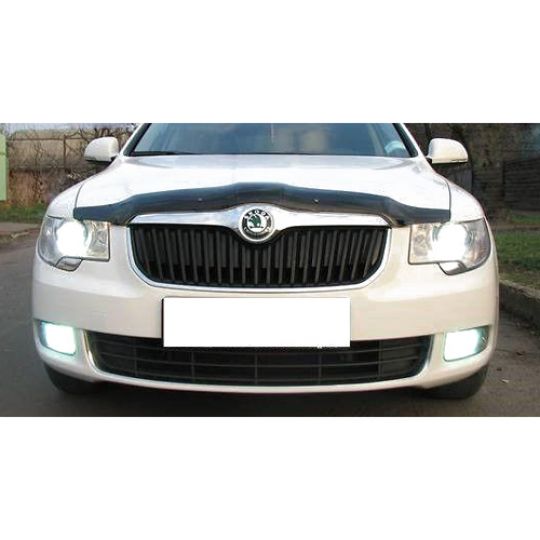 SIM Skoda Superb II '08-13 Дефлектор капота "мухобойка" (темный)