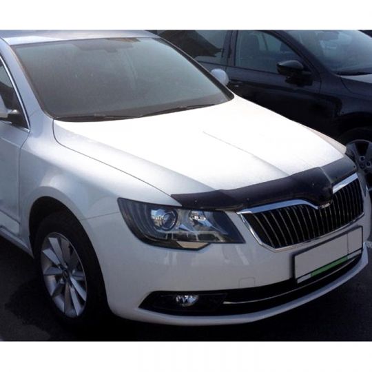 SIM Skoda Superb II '13-15 Дефлектор капота "мухобойка" (темный)