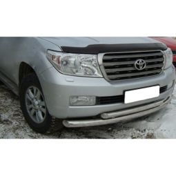 SIM Toyota Land Cruiser (200) '07-15 Дефлектор капота "мухобойка" (темный с логотипом)