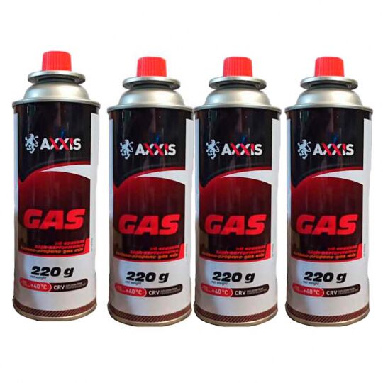 Axxis Газ всесезонний для пальників (цанговий балон 220г) 4 шт. Axxis Газ всесезонний для пальників (цанговий балон 220г) 4 шт.