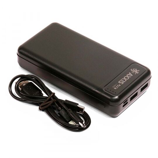 AXXIS Повербанк 20000mAh, Fast Charge 5V2A + кабель зарядки AXXIS Повербанк 20000mAh, Fast Charge 5V2A + кабель зарядки