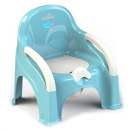 Горшок детский Кидвик Премьер с крышкой голубой/белый