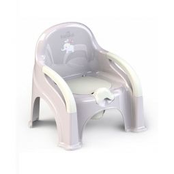 Горшок детский Кидвик Премьер с крышкой серый/белый