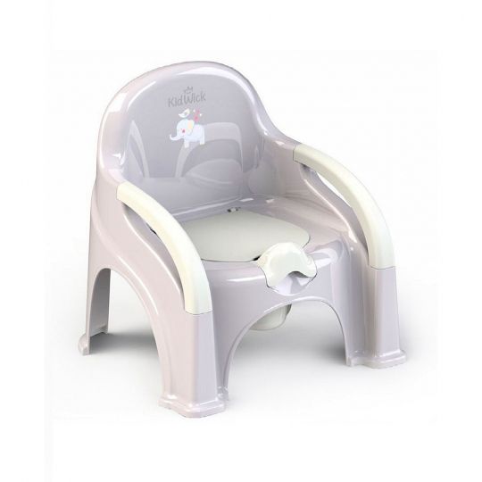 Горшок детский Кидвик Премьер с крышкой серый/белый