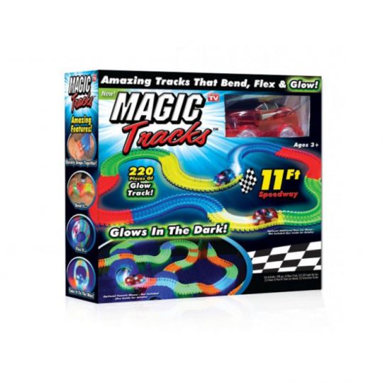 Гоночная трасса светящаяся в темноте Детский конструктор трек Magic Tracks 220 деталей Гоночная трасса светящаяся в темноте Детский конструктор трек Magic Tracks 220 деталей