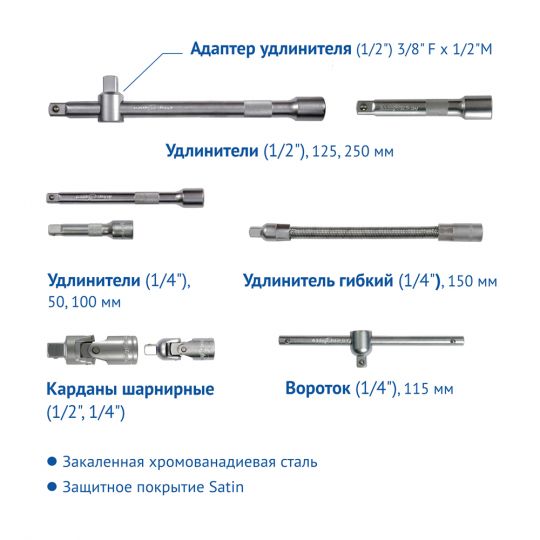 GoodYear 1/2", 1/4" 81 ед. Набор инструментов (в пластиковом кейсе) GoodYear 1/2", 1/4" 81 ед. Набор инструментов (в пластиковом кейсе)