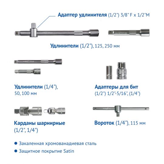 GoodYear 1/2", 1/4" 110 ед. Набор инструментов (в пластиковом кейсе) GoodYear 1/2", 1/4" 110 ед. Набор инструментов (в пластиковом кейсе)