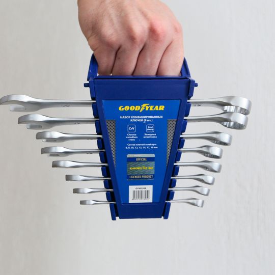 GoodYear 8 ед. Набор ключей комбинированных (в пластиковом холдере) GoodYear 8 ед. Набор ключей комбинированных (в пластиковом холдере)
