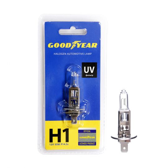 GOODYEAR Лампа автомобильная галогенная H1 12V 55W P14.5s (блистер) GOODYEAR Лампа автомобильная галогенная H1 12V 55W P14.5s (блистер)