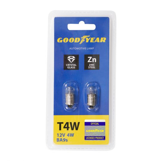 GOODYEAR Лампа накаливания автомобильная T4W 12V 4W BA9s (блистер: 2 шт.) GOODYEAR Лампа накаливания автомобильная T4W 12V 4W BA9s (блистер: 2 шт.)