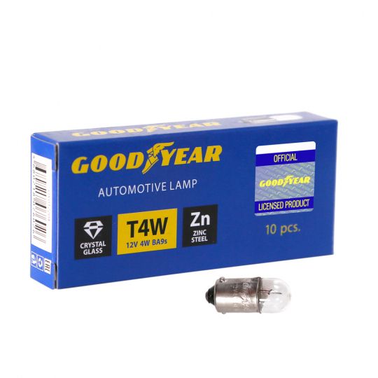 GOODYEAR Лампа накаливания автомобильная T4W 12V 4W BA9s (коробка: 10 шт.) GOODYEAR Лампа накаливания автомобильная T4W 12V 4W BA9s (коробка: 10 шт.)