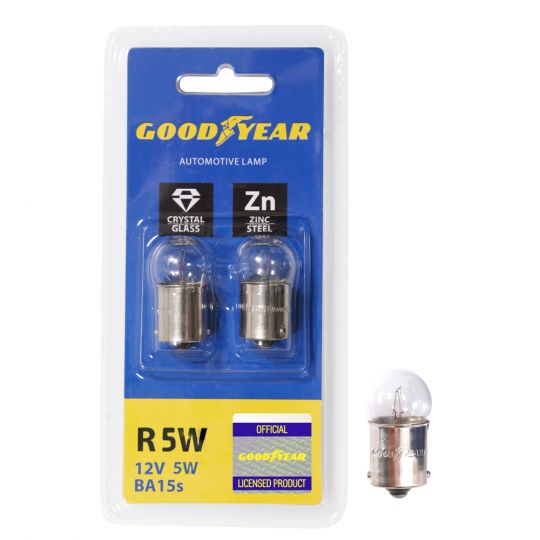 GOODYEAR Лампа накаливания автомобильная R5W 12V 5W BA15s (блистер: 2 шт.) GOODYEAR Лампа накаливания автомобильная R5W 12V 5W BA15s (блистер: 2 шт.)