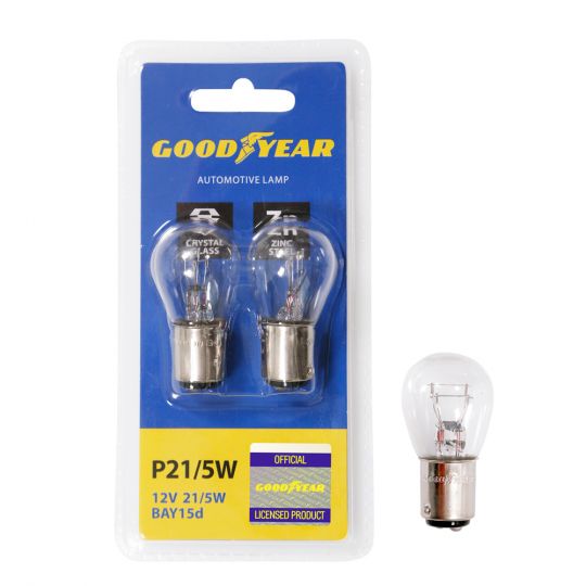 GOODYEAR Лампа накаливания автомобильная P21/5W 12V 21/5W BAY15d (блистер: 2 шт.) GOODYEAR Лампа накаливания автомобильная P21/5W 12V 21/5W BAY15d (блистер: 2 шт.)