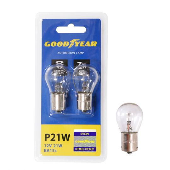 GOODYEAR Лампа накаливания автомобильная P21W 12V 21W BA15s (блистер: 2 шт.) GOODYEAR Лампа накаливания автомобильная P21W 12V 21W BA15s (блистер: 2 шт.)