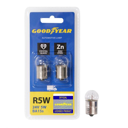GOODYEAR Лампа накаливания автомобильная R5W 24V 5W BA15s (блистер: 2 шт.) GOODYEAR Лампа накаливания автомобильная R5W 24V 5W BA15s (блистер: 2 шт.)