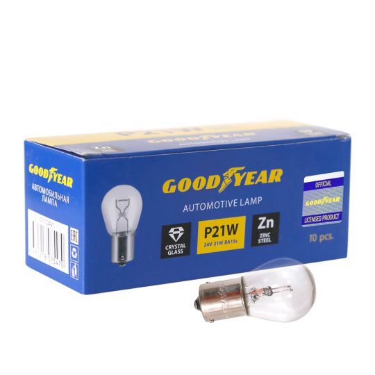 GOODYEAR Лампа накаливания автомобильная P21W 24V 21W BA15s (коробка: 10 шт.) GOODYEAR Лампа накаливания автомобильная P21W 24V 21W BA15s (коробка: 10 шт.)
