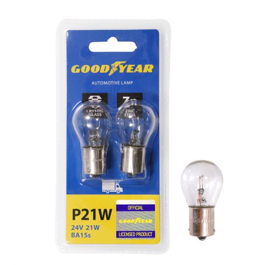 GOODYEAR Лампа накаливания автомобильная P21W 24V 21W BA15s (блистер: 2 шт.) GOODYEAR Лампа накаливания автомобильная P21W 24V 21W BA15s (блистер: 2 шт.)
