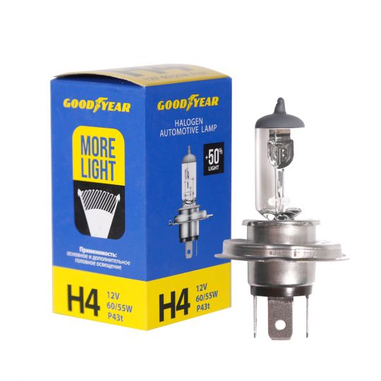 GOODYEAR Лампа автомобильная галогенная H4 12V 60/55W P43t More Light GOODYEAR Лампа автомобильная галогенная H4 12V 60/55W P43t More Light