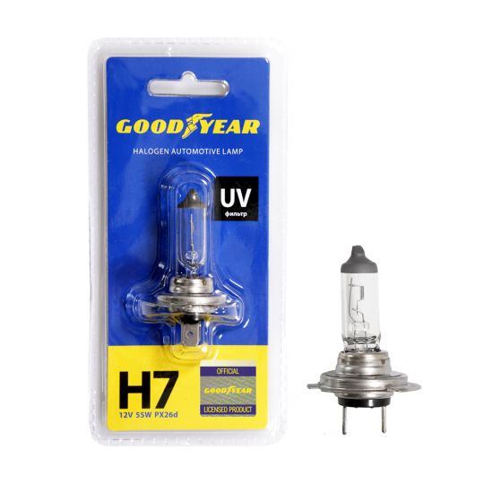GOODYEAR Лампа автомобильная галогенная H7 12V 55W PX26d (блистер) GOODYEAR Лампа автомобильная галогенная H7 12V 55W PX26d (блистер)