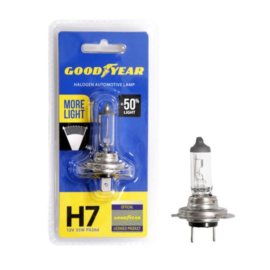GOODYEAR Лампа автомобильная галогенная H7 12V 55W PX26d More Light (блистер) GOODYEAR Лампа автомобильная галогенная H7 12V 55W PX26d More Light (блистер)